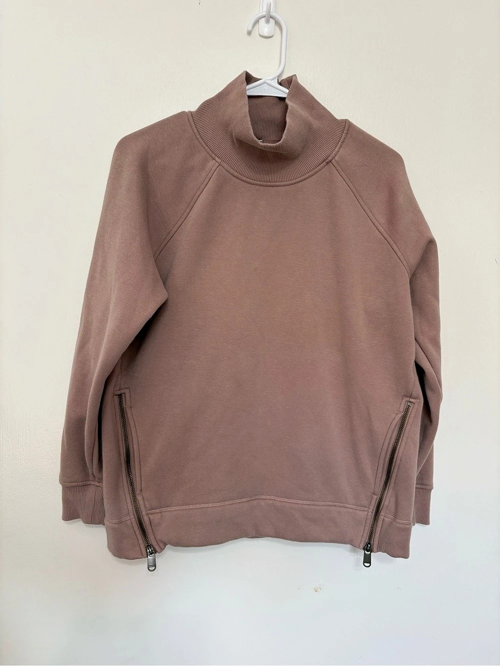 Athleta Cozy Karma Side Zip Funnel Neck Sweatshirt Pink XS